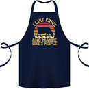 I Like Cows & 3 People Funny Sarcastic Slogan Cotton Apron 100% Organic Navy Blue