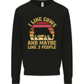 I Like Cows & 3 People Funny Sarcastic Slogan Kids Sweatshirt Jumper Black