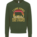 I Like Cows & 3 People Funny Sarcastic Slogan Kids Sweatshirt Jumper Forest Green