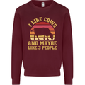 I Like Cows & 3 People Funny Sarcastic Slogan Kids Sweatshirt Jumper Maroon