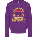 I Like Cows & 3 People Funny Sarcastic Slogan Kids Sweatshirt Jumper Purple