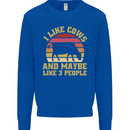 I Like Cows & 3 People Funny Sarcastic Slogan Kids Sweatshirt Jumper Royal Blue