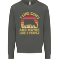 I Like Cows & 3 People Funny Sarcastic Slogan Kids Sweatshirt Jumper Storm Grey