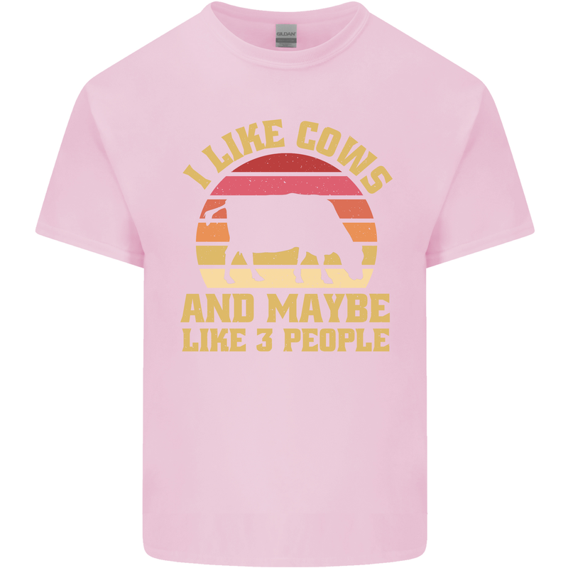 I Like Cows & 3 People Funny Sarcastic Slogan Kids T-Shirt Childrens Light Pink