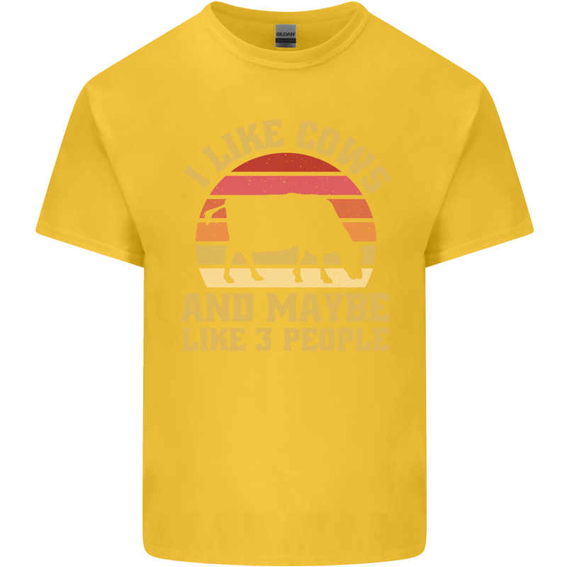 I Like Cows & 3 People Funny Sarcastic Slogan Kids T-Shirt Childrens Yellow