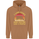 I Like Cows & 3 People Funny Sarcastic Slogan Mens 80% Cotton Hoodie Caramel Latte