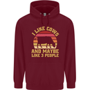 I Like Cows & 3 People Funny Sarcastic Slogan Mens 80% Cotton Hoodie Maroon