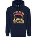 I Like Cows & 3 People Funny Sarcastic Slogan Mens 80% Cotton Hoodie Navy Blue