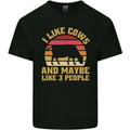 I Like Cows & 3 People Funny Sarcastic Slogan Mens Cotton T-Shirt Tee Top Black