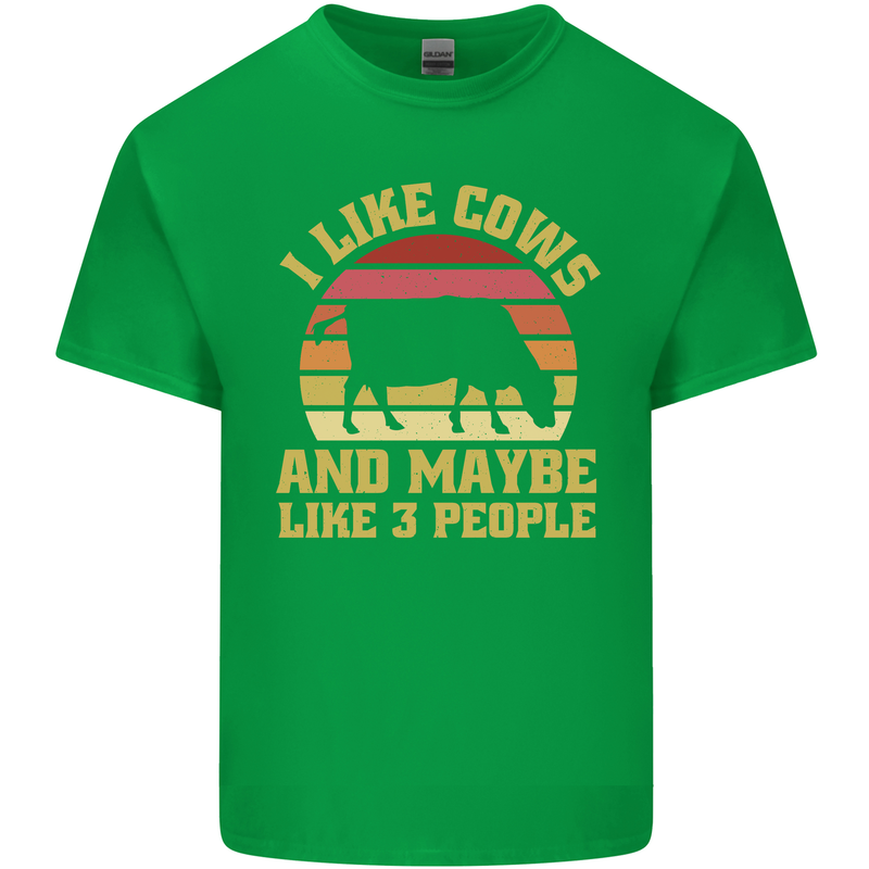 I Like Cows & 3 People Funny Sarcastic Slogan Mens Cotton T-Shirt Tee Top Irish Green