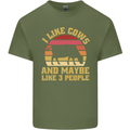 I Like Cows & 3 People Funny Sarcastic Slogan Mens Cotton T-Shirt Tee Top Military Green