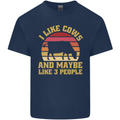 I Like Cows & 3 People Funny Sarcastic Slogan Mens Cotton T-Shirt Tee Top Navy Blue