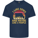 I Like Cows & 3 People Funny Sarcastic Slogan Mens Cotton T-Shirt Tee Top Navy Blue
