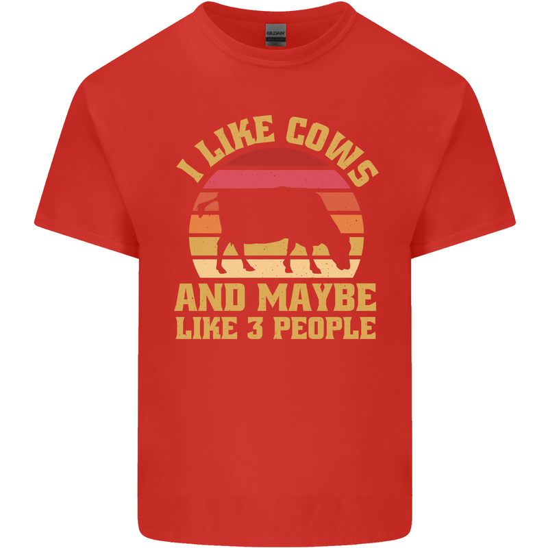 I Like Cows & 3 People Funny Sarcastic Slogan Mens Cotton T-Shirt Tee Top Red