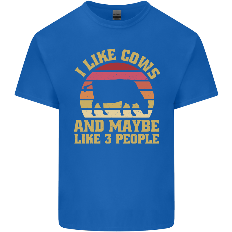 I Like Cows & 3 People Funny Sarcastic Slogan Mens Cotton T-Shirt Tee Top Royal Blue