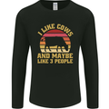 I Like Cows & 3 People Funny Sarcastic Slogan Mens Long Sleeve T-Shirt Black