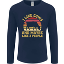 I Like Cows & 3 People Funny Sarcastic Slogan Mens Long Sleeve T-Shirt Navy Blue