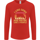 I Like Cows & 3 People Funny Sarcastic Slogan Mens Long Sleeve T-Shirt Red