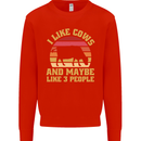 I Like Cows & 3 People Funny Sarcastic Slogan Mens Sweatshirt Jumper Bright Red