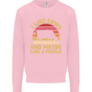 I Like Cows & 3 People Funny Sarcastic Slogan Mens Sweatshirt Jumper Light Pink
