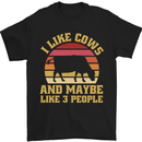 I Like Cows & 3 People Funny Sarcastic Slogan Mens T-Shirt 100% Cotton Black