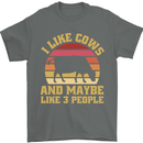I Like Cows & 3 People Funny Sarcastic Slogan Mens T-Shirt 100% Cotton Charcoal