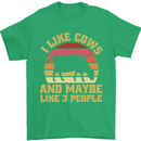 I Like Cows & 3 People Funny Sarcastic Slogan Mens T-Shirt 100% Cotton Irish Green