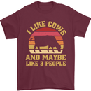 I Like Cows & 3 People Funny Sarcastic Slogan Mens T-Shirt 100% Cotton Maroon