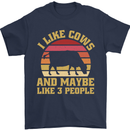 I Like Cows & 3 People Funny Sarcastic Slogan Mens T-Shirt 100% Cotton Navy Blue