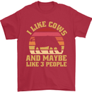 I Like Cows & 3 People Funny Sarcastic Slogan Mens T-Shirt 100% Cotton Red