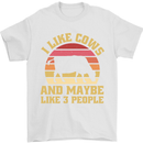 I Like Cows & 3 People Funny Sarcastic Slogan Mens T-Shirt 100% Cotton White