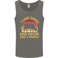 I Like Cows & 3 People Funny Sarcastic Slogan Mens Vest Tank Top Charcoal