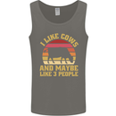 I Like Cows & 3 People Funny Sarcastic Slogan Mens Vest Tank Top Charcoal