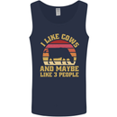 I Like Cows & 3 People Funny Sarcastic Slogan Mens Vest Tank Top Navy Blue