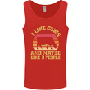 I Like Cows & 3 People Funny Sarcastic Slogan Mens Vest Tank Top Red