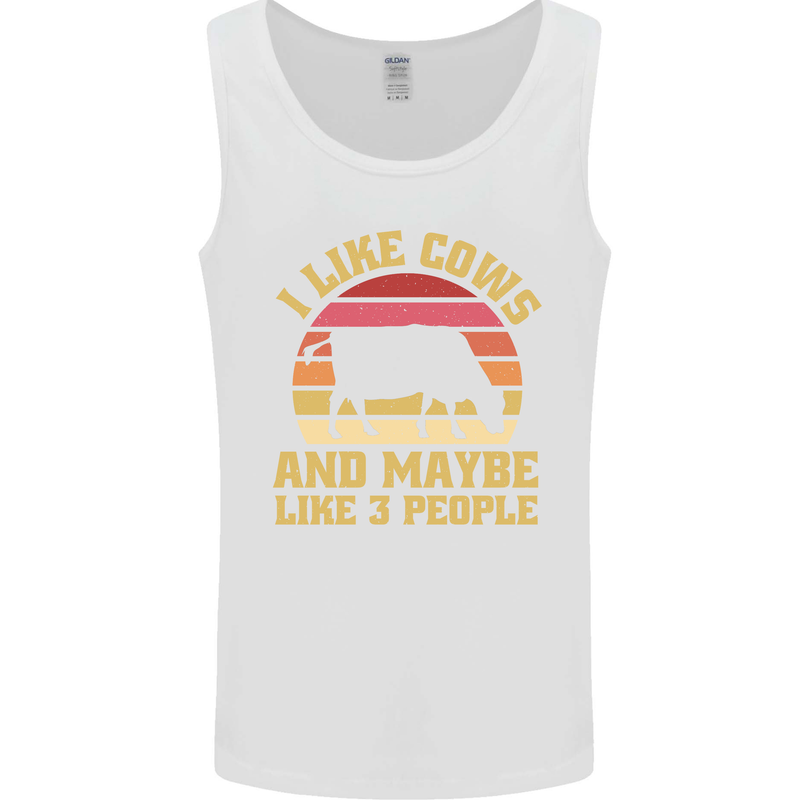 I Like Cows & 3 People Funny Sarcastic Slogan Mens Vest Tank Top White