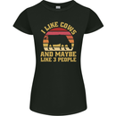 I Like Cows & 3 People Funny Sarcastic Slogan Womens Petite Cut T-Shirt Black