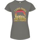 I Like Cows & 3 People Funny Sarcastic Slogan Womens Petite Cut T-Shirt Charcoal