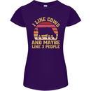 I Like Cows & 3 People Funny Sarcastic Slogan Womens Petite Cut T-Shirt Purple