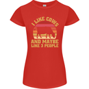I Like Cows & 3 People Funny Sarcastic Slogan Womens Petite Cut T-Shirt Red