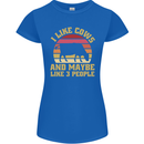 I Like Cows & 3 People Funny Sarcastic Slogan Womens Petite Cut T-Shirt Royal Blue