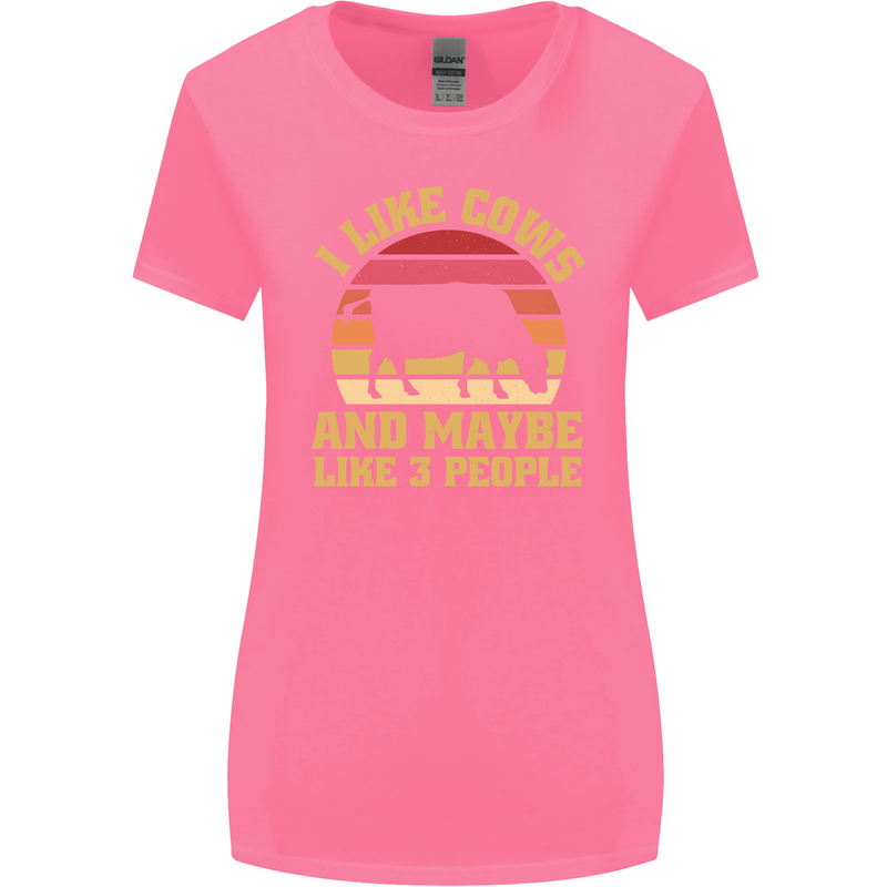 I Like Cows & 3 People Funny Sarcastic Slogan Womens Wider Cut T-Shirt Azalea