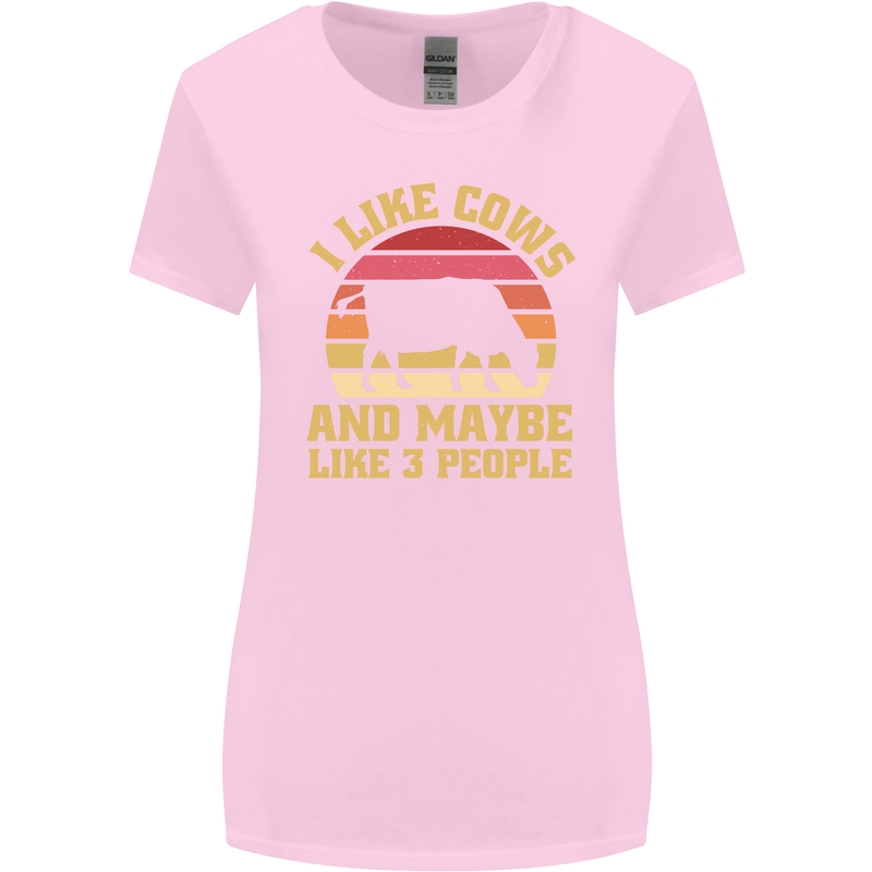 I Like Cows & 3 People Funny Sarcastic Slogan Womens Wider Cut T-Shirt Light Pink