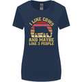 I Like Cows & 3 People Funny Sarcastic Slogan Womens Wider Cut T-Shirt Navy Blue
