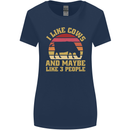 I Like Cows & 3 People Funny Sarcastic Slogan Womens Wider Cut T-Shirt Navy Blue