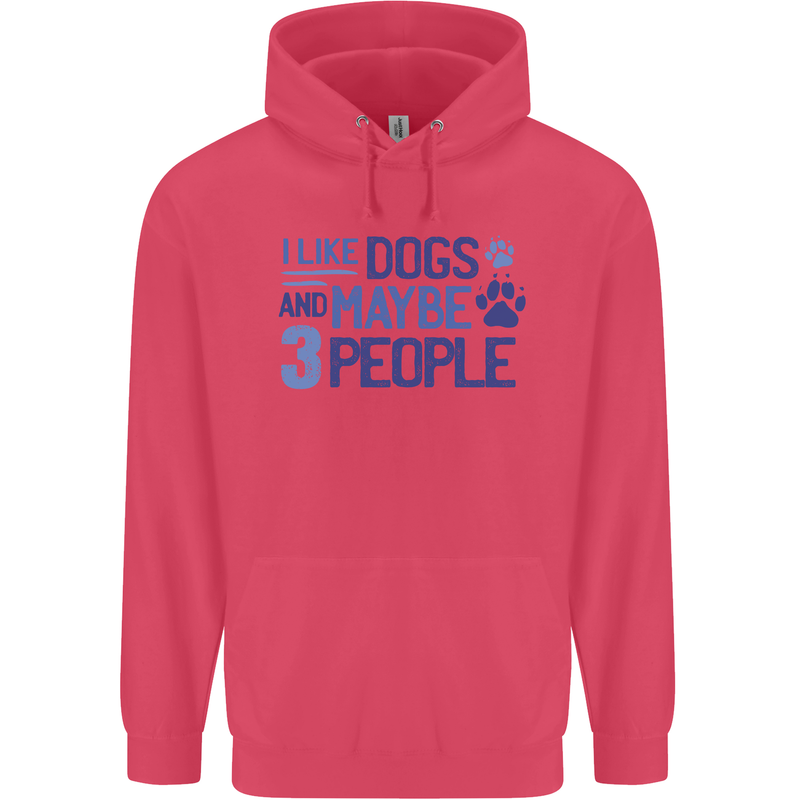 I Like Dogs and Maybe Three People Childrens Kids Hoodie Heliconia