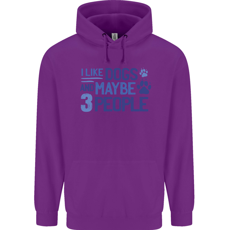 I Like Dogs and Maybe Three People Childrens Kids Hoodie Purple
