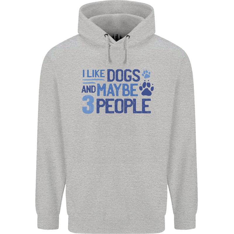 I Like Dogs and Maybe Three People Childrens Kids Hoodie Sports Grey