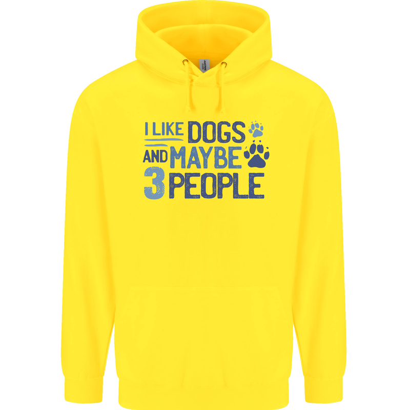 I Like Dogs and Maybe Three People Childrens Kids Hoodie Yellow