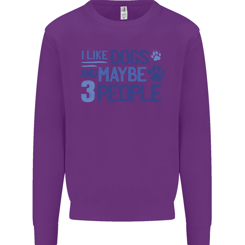 I Like Dogs and Maybe Three People Kids Sweatshirt Jumper Purple